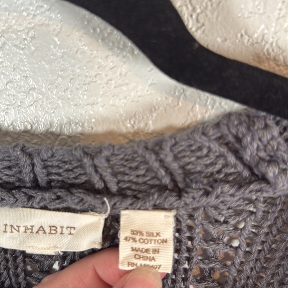 Inhabit Gray Open Weave Boho Y2K Cardigan Size Medium - Picture 4 of 7
